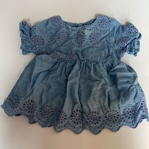 ZARA | blue chambray eyelet dress | 6-9 months | EUC